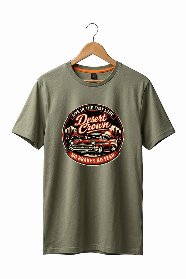 Unisex Retro Classic Car Printed Vintage 100% Cotton Crew Neck T-Shirt