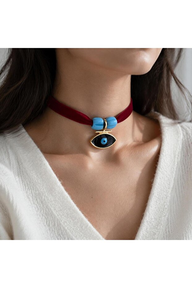 Handmade Evil Eye Bead Eye Glass Blue Necklace