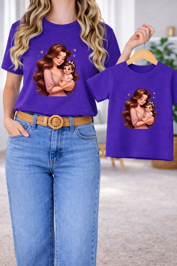 Mother-Daughter Matching Oversize T-Shirt Twin T-Shirt 100% Cotton Comfortable Fit (Single Price)