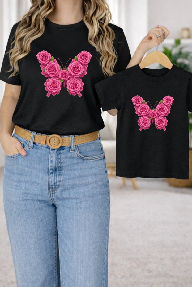 Mother-Daughter Matching Oversize T-Shirt Twin T-Shirt 100% Cotton Comfortable Fit (Single Price)