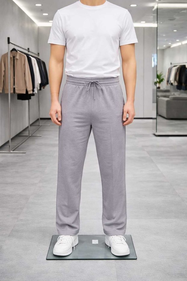 Men's Baggy Fit Elastic Waist Relaxed Cut Oysho Fabric Trousers