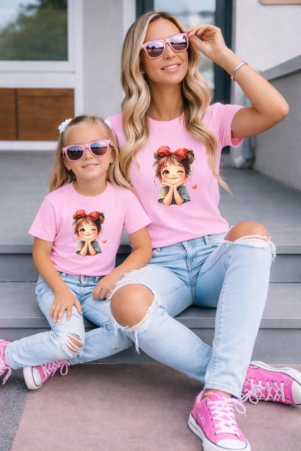 Mother-Daughter Matching Oversize T-Shirt Twin T-Shirt 100% Cotton Comfortable Fit (Single Price)