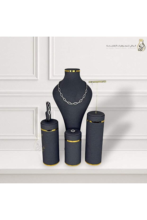 Luxury Zircon Stone Oval Set - Silver