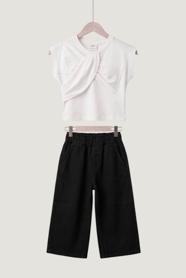 Girl's Collar Detailed Trousers Set