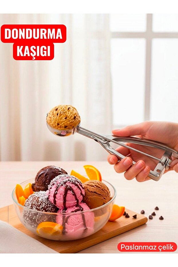 Ice Cream Halva Cookie Shaper Presentation Scoop Stainless Steel Ice Cream Spoon