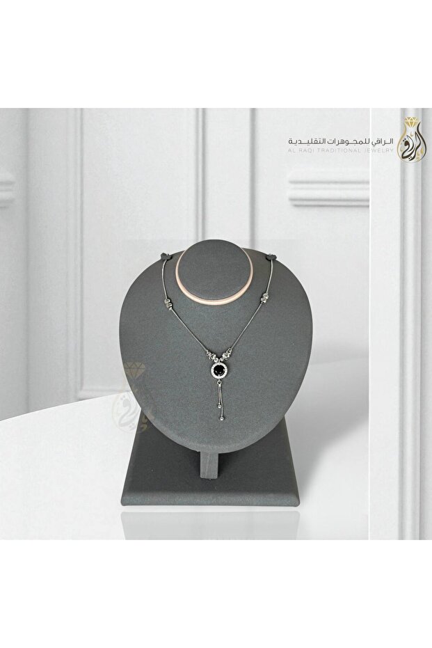 Silver Black Circle Necklace - 1