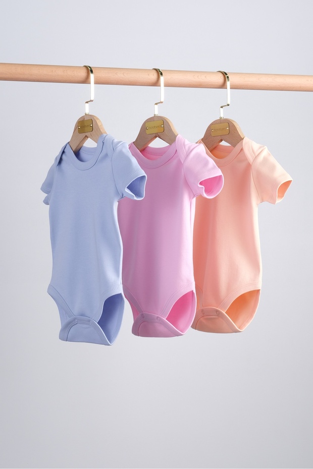 Set of 3 100% Cotton Baby and Kids Envelope Collar Bodysuits & Bodysuits (Salmon / Pink / Purple)
