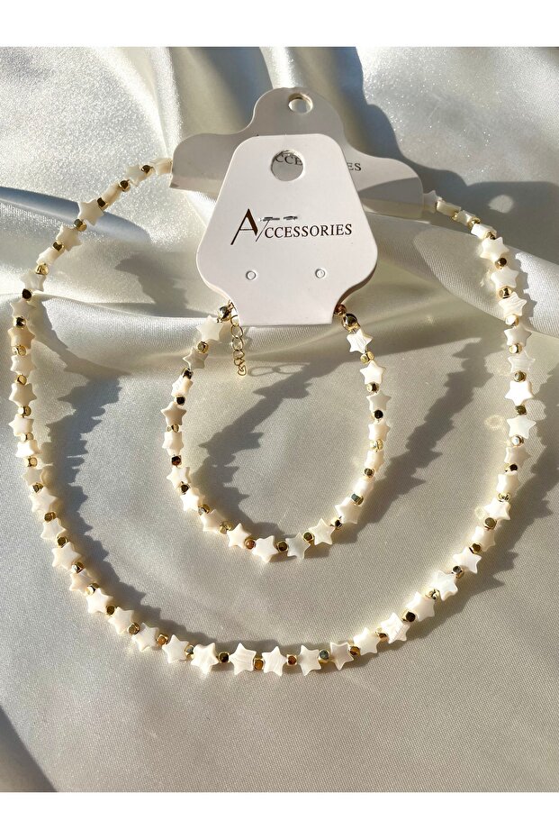Starry Summer Bead Necklace Bracelet Set - Bijouterie Necklace