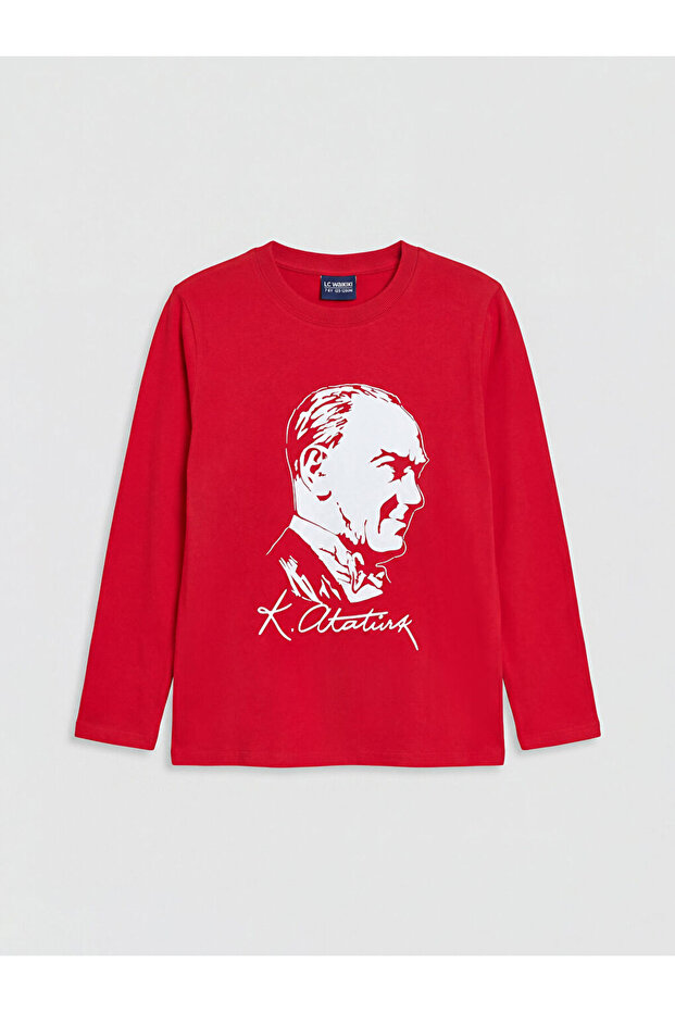 Esvab • Modern & Distinctive Zero Roba Collar Ataturk Printed Boys' T-Shirt
