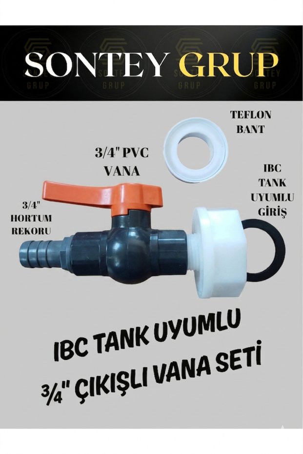 Ibc Tank Water Container Compatible 3/4" Outlet Ball Valve and Hose Fitting Irrigation Set + Teflon Tape