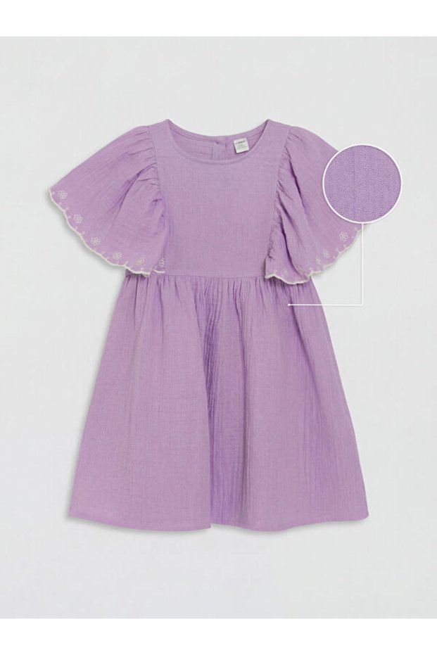 Sparkling Choices Zero Roba Collar Embroidered Girl's Muslin Dress from Shining Store