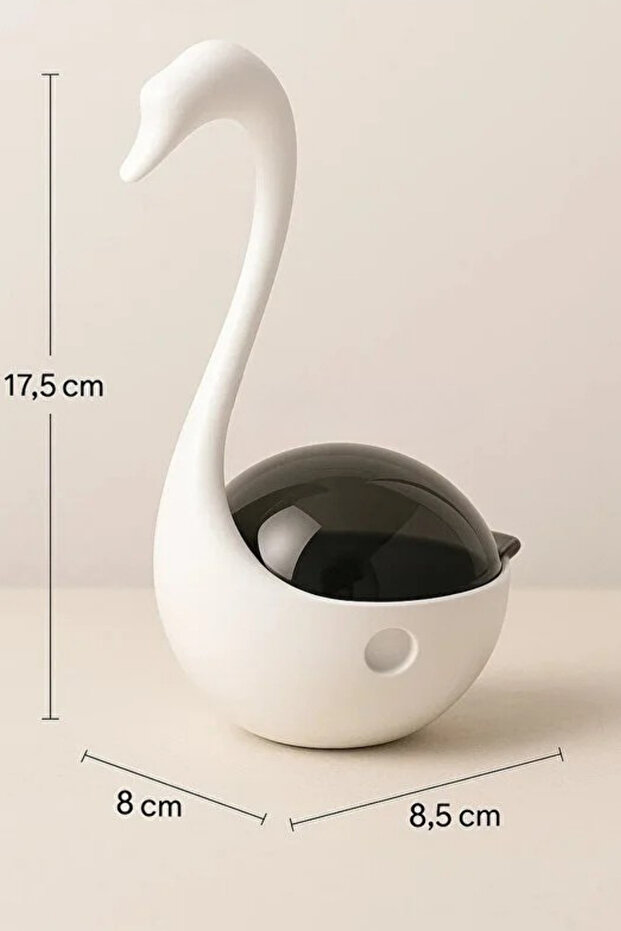 Swan-shaped laser pointer cat toy with food dispenser - white