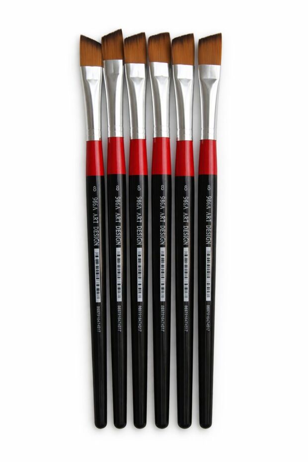 Stroke Paint Brush 6-Piece Side Cut Synthetic Bristle No:8