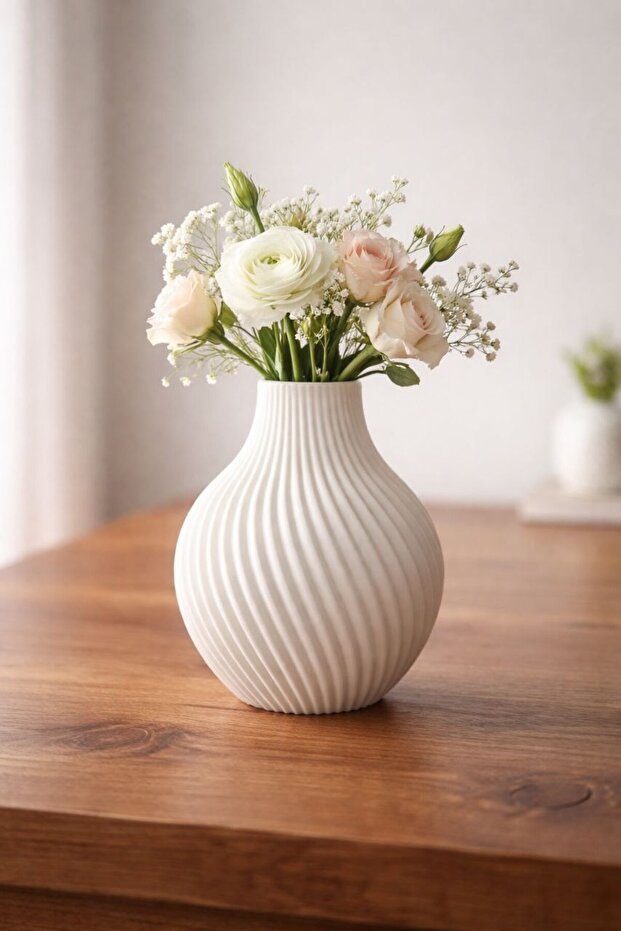 Decorative Vase – Modern Minimalist Ribbed Design Stylish Home Decor