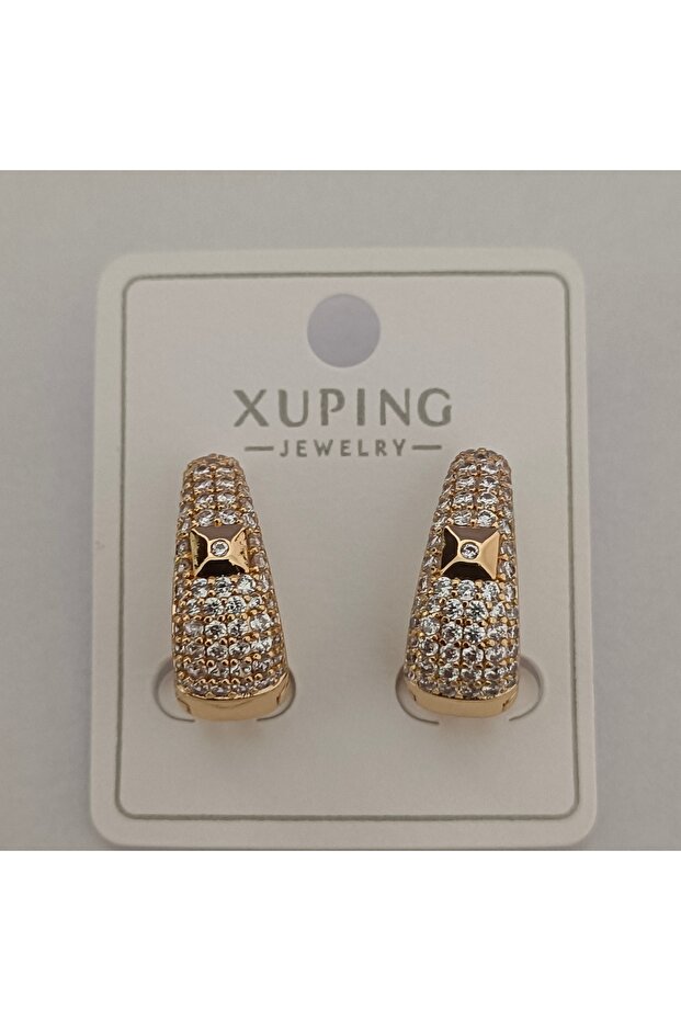 Xuping Good Quality Stainless Steel Anti-Allergic Square Protruding Thick Half Hoop Earrings