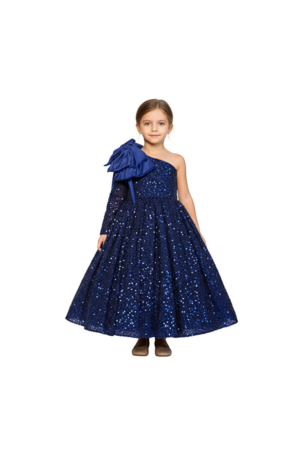 D' Daniela - Heavy Sequins Side Bow Party Dress -4Y to 13Y