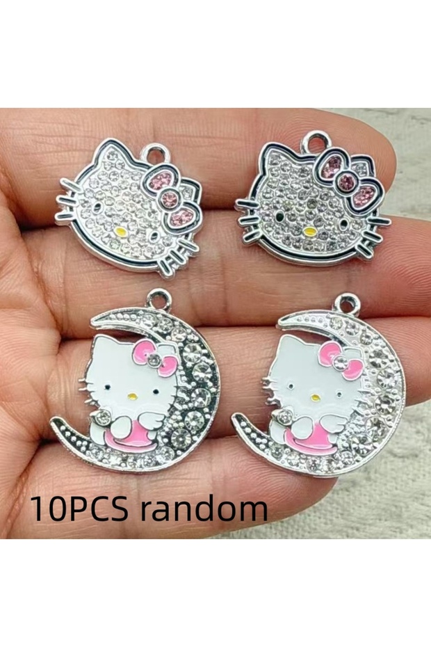 10PCS random 10/40PCS Cartoon Moon Cute Cat Necklace Pendant Accessories Simple and Personalized Kit