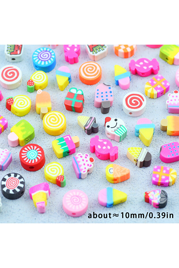 about 100pcs 10mm Mixed Multistyle Candy Polymer Clay Colorful Spacer Loose Beads 10mm For Jewelry M