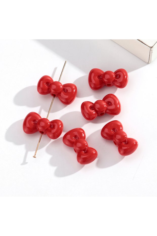 10pcs-15x26mm red 10pcs/lot Colorful Bowknot Acrylic Bead Charms 15x26mm Bow Tie Loose Beads for DIY
