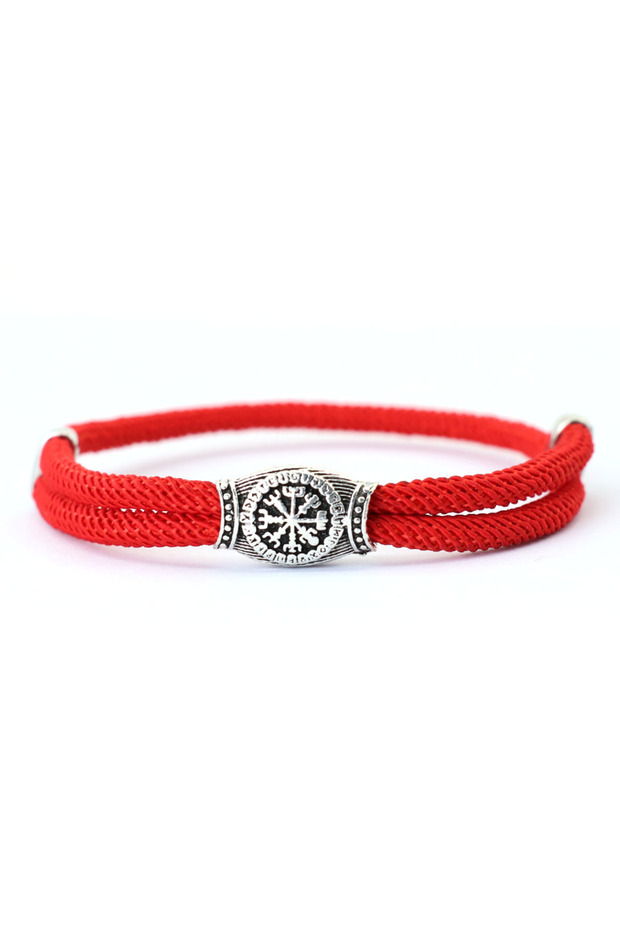 Red 4mm Viking Compass Rope Bracelet for Men Sliding Adjustable Braided Cord Wristband Stylish Gift