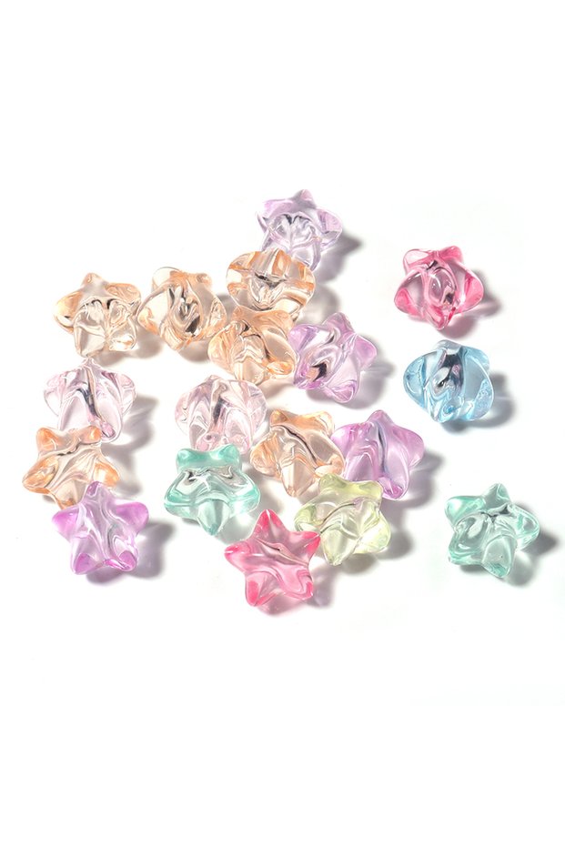 11mm Mix Color 50pcs Acrylic Transparent Five-pointed Star Bead 11mm Colorful Loose Beads for Jewelr
