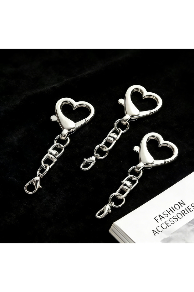 20pcs 10/20Pcs Silver Color Alloy Heart Keyring Keychain Pendant Heart Shaped Clasp For DIY Maaking