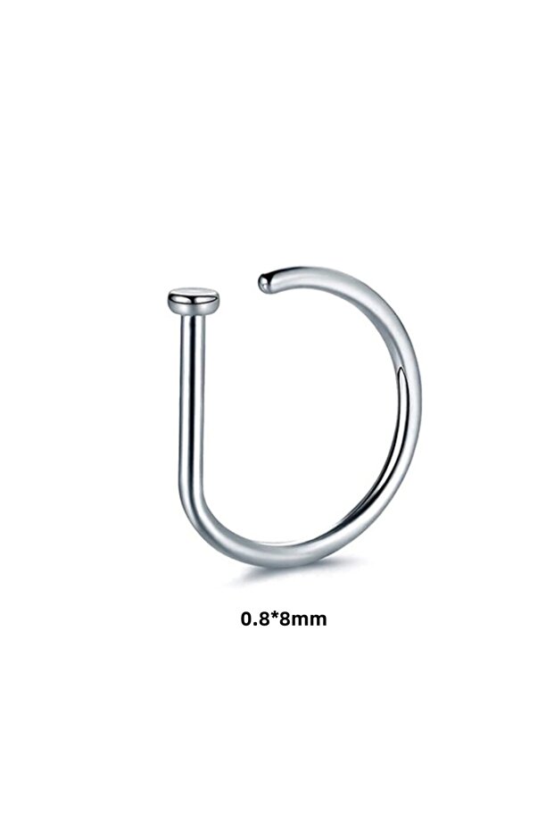 WA7304-1-1 New Curved Barbells Fake Nose Piercing D Shaped Tragus Helix Stud Earring Hoop Septum Sta