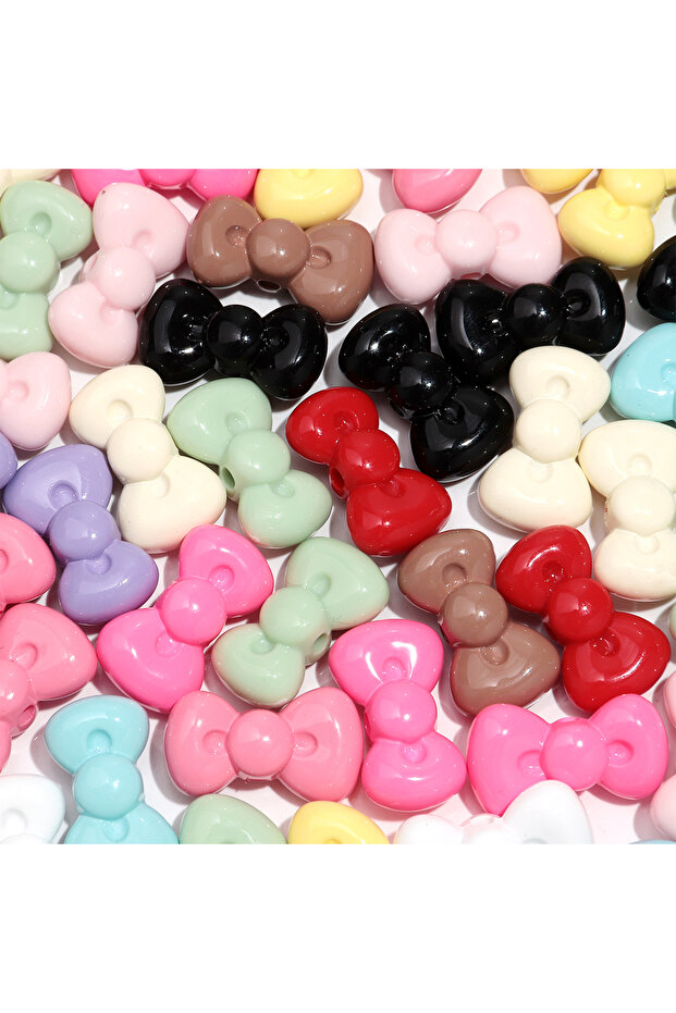 10pcs-15x26mm random mixed 10pcs/lot Colorful Bowknot Acrylic Bead Charms 15x26mm Bow Tie Loose Bead