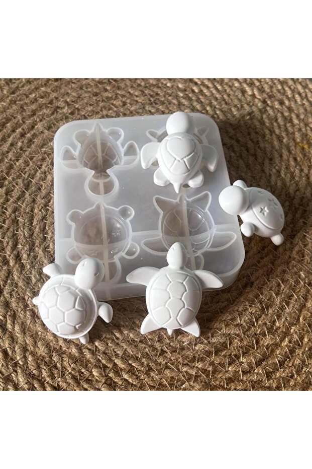 Four Turtles Plaster Silicone Molds DIY Heart Star Texture Shell Ornaments Epoxy Resin Mould Scen...