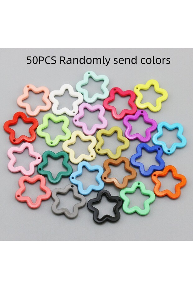10PCS Randomly send 50PCS Colorful pentagram acrylic keychain pendant dopamine jewelry accessories f