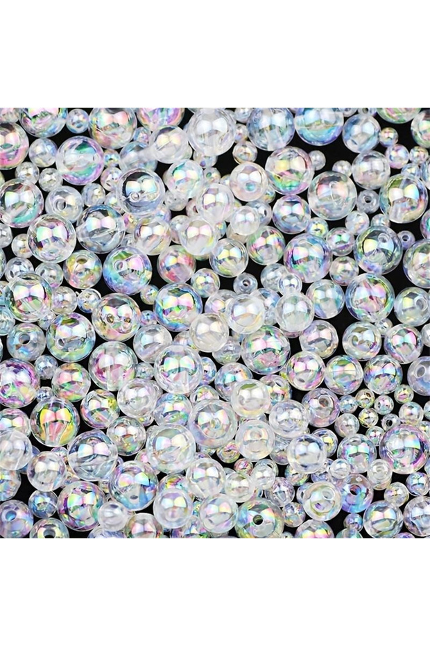 6mm 200pcs Transparent 30-200pcs 6 8 10 12mm Transparent AB Acrylic Beads Round Loose Spacer Beads F