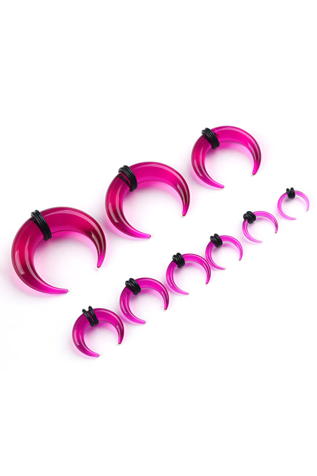 1.6-10mm Transparent Purple 9pcs/Set Acrylic Nose Piercing U-Shaped Cone Ear Collar 1.6~10mm Ox Horn