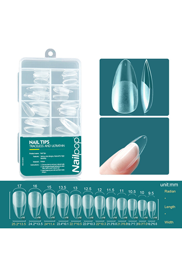 Almond 002 Nailpop Soft Gel Tips For Nails Acrylic Material Medium Almond Artificial Nail Capsule Ac