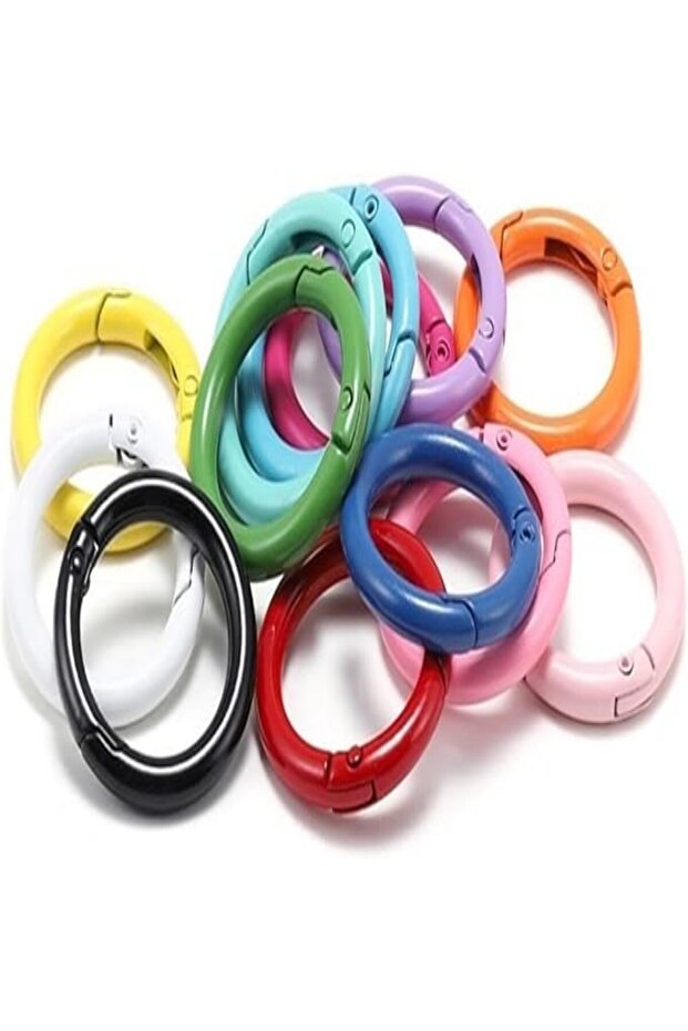 25mm x 5pcs mixed 03 5Pcs/Lot 21 Colors Metal O Ring Spring Clasp Openable Round Carabiner Keychain