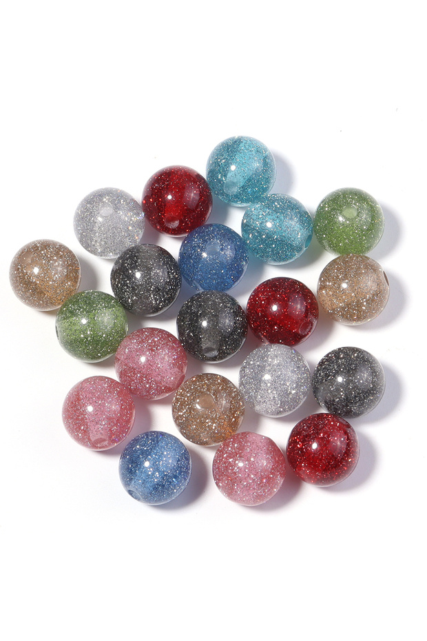 12mm hole 2.2mm mixed 20pcs/lot Colorful Gypsophila Resin Beads Sparkle Round Loose Beads For Jewelr