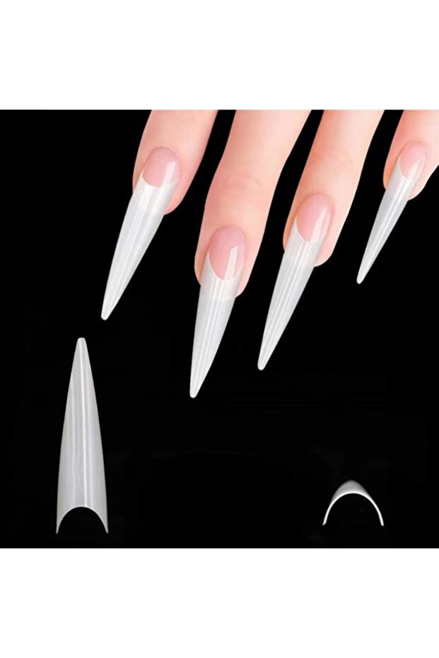 600Pcs Off-White 600 Transparent Natural Press-On Nail Tips, Pointed False Nails, Acrylic Full Cover