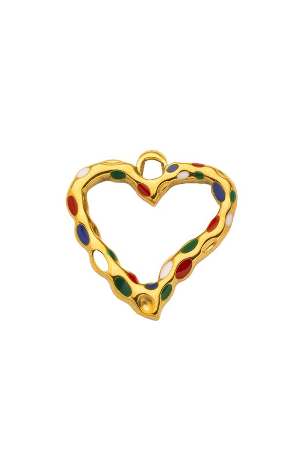 Mix 2pcs Stainless Steel Colorful Speckled Heart Charms Pendant for DIY Handmade Earring Necklace Br