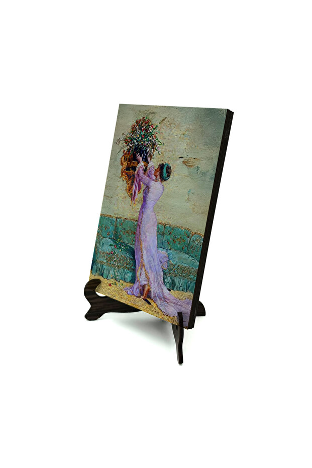 Osman Hamdi Bey – Girl Arranging Vase Painting Printed Mdf Tabletop 10X15 5G-Vyk1
