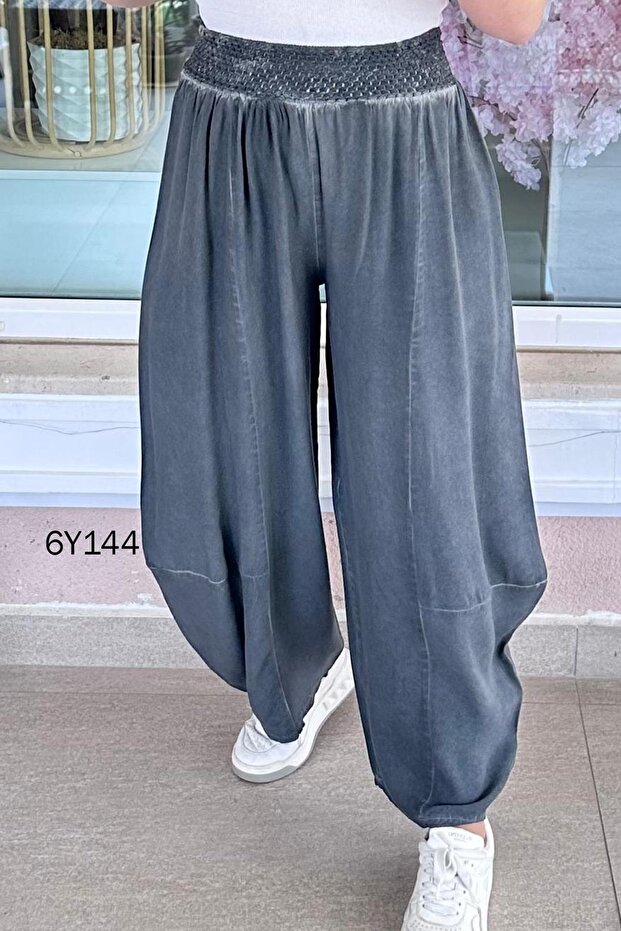 Elastic Waist Casual Cotton Woven Trousers 6Y144