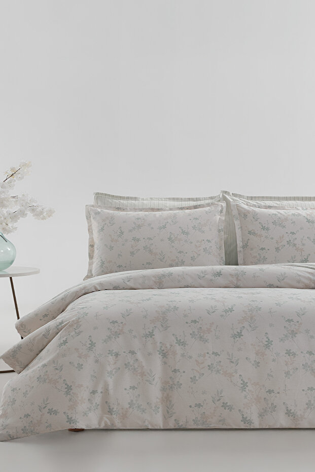 Beula 100% Cotton Double Ranforce Duvet Cover Set - Nile Green