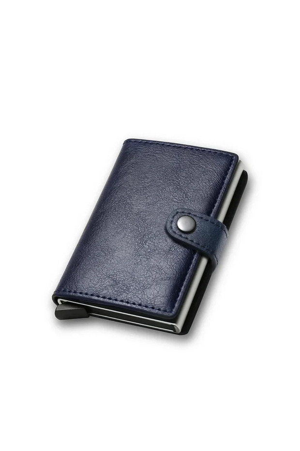 Blue Rfid Visit Holder Storage Luxury Small Smart Wallet Metal Business Cardholder Case