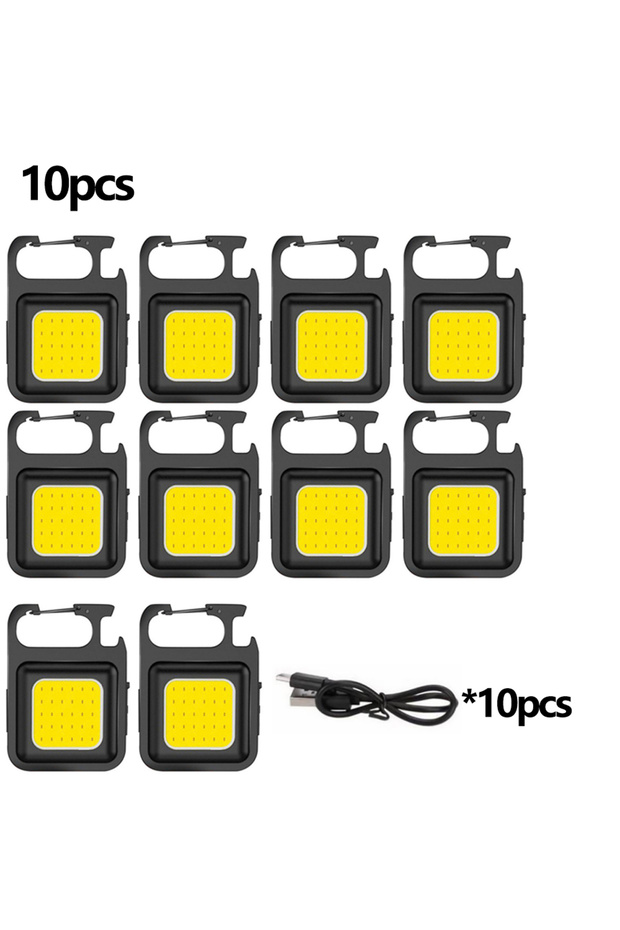 10pcs Portable Mini Super Bright COB Keychain Light 4 Lighting Modes Forwork Light Flashlight Chargi