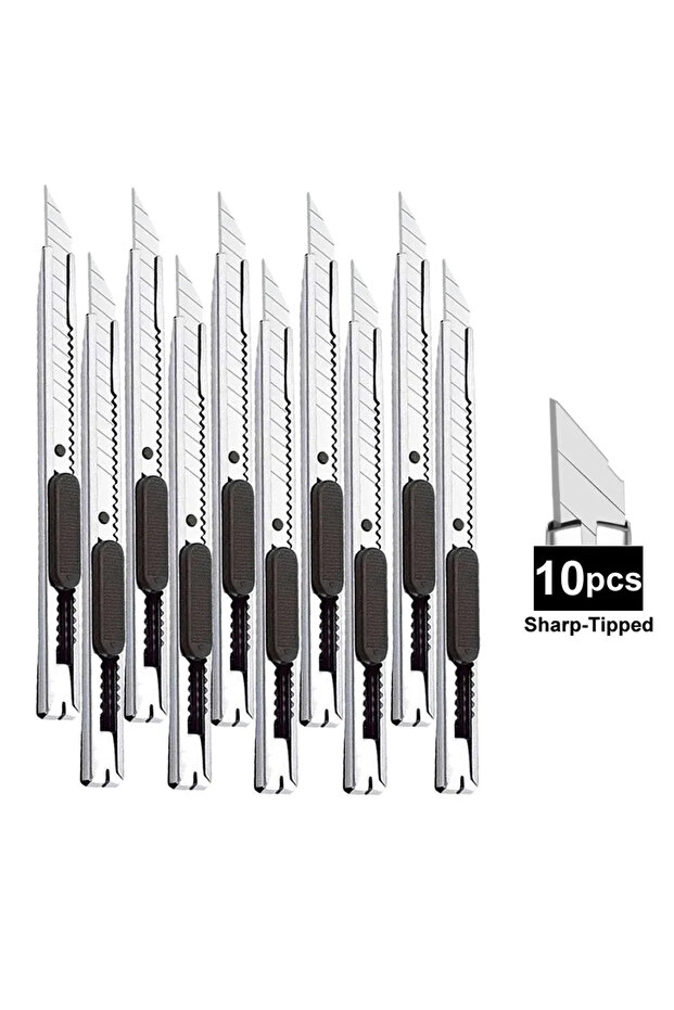10 Pcs Sharp Tipped 1/5/10Pcs Utility Knife Stainless Steel Paper Cut Box Cutter Tools Kit Non-Slip