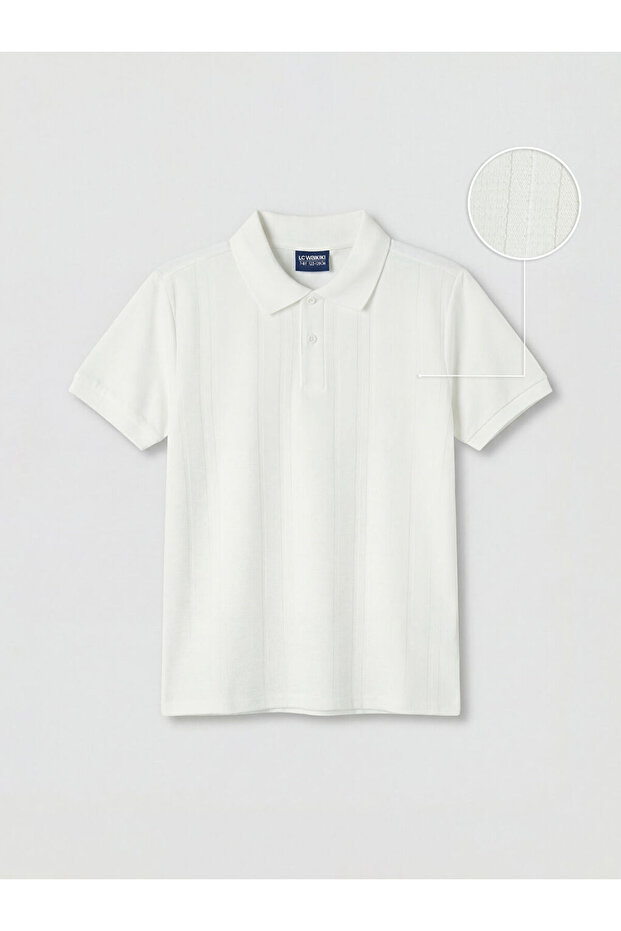 White polo collar textured boy's t-shirt from gulis clothing