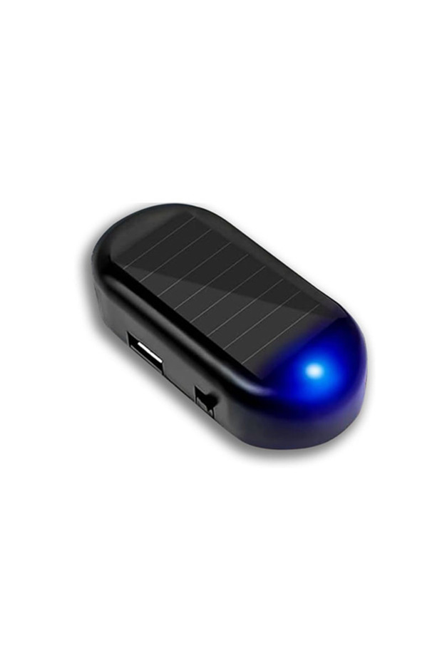 ضوء أمان وهمي للسيارة يعمل بالطاقة الشمسية، مصباح تحذير لاسلكي LED أزرق (قطعة واحدة أو قطعتين)