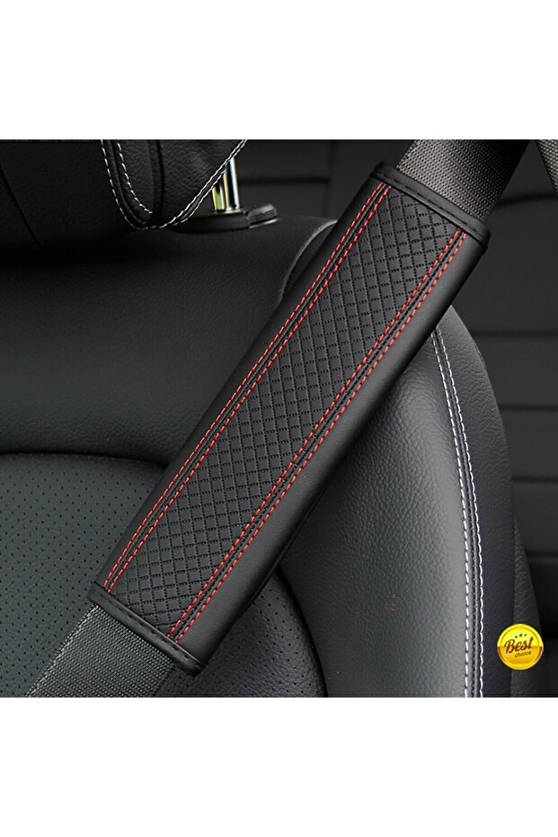 xianwei YH HJ BK rd 1PCS PU Leather Embossed Car Seat Belt Shoulder Cover Decompression Comfort Car
