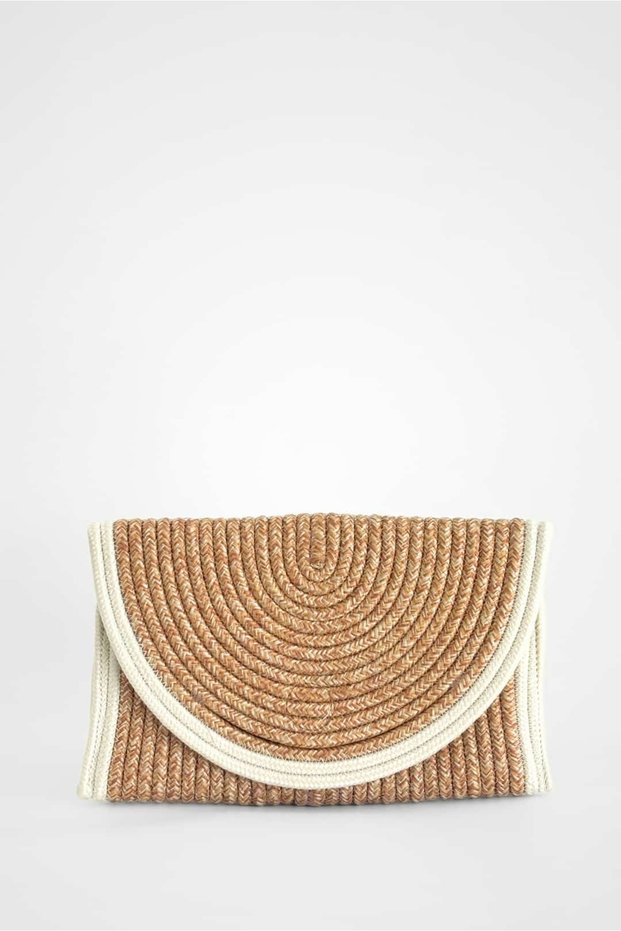 Natural Handmade Clutch Bag with Handwoven Detail