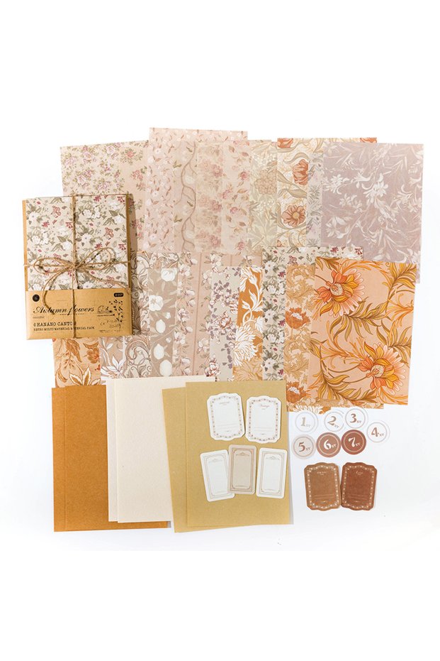 D 40Pcs Vintage Decorative Collage DIY Craft Background Paper Floral Handmade Paper Mix Material Ju.
