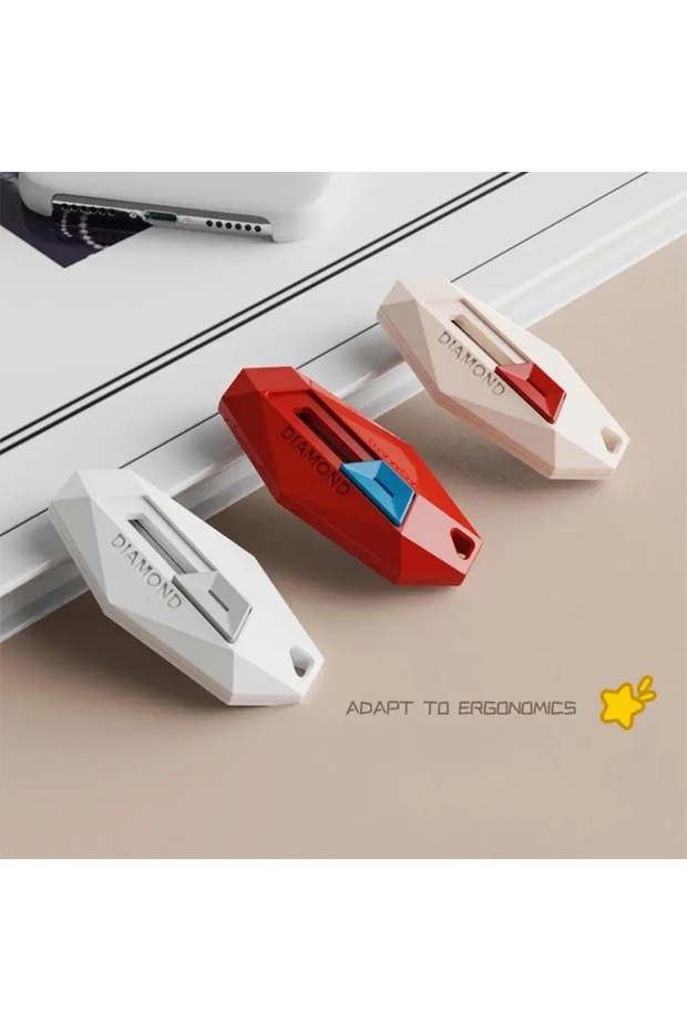 3pcs Diamond Design Unbox Knife Safety Round Head Cutter Magnetic Carton Box Cutter for Opening Pack