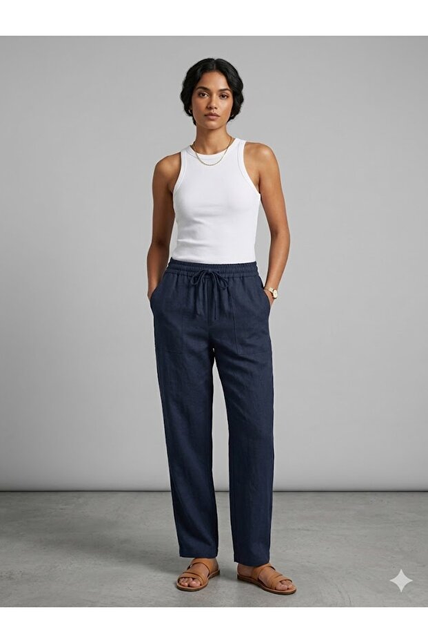 Tolga Saraçoğlu Elastic Waist Comfortable Cut Pants 30161